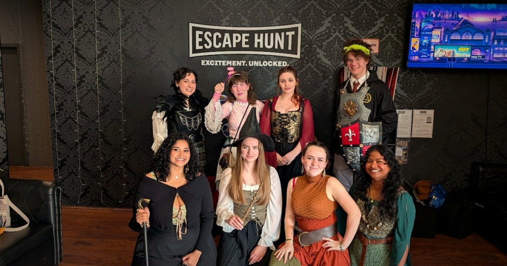Group in Halloween costumes at Escape Hunt Brisbane in West End